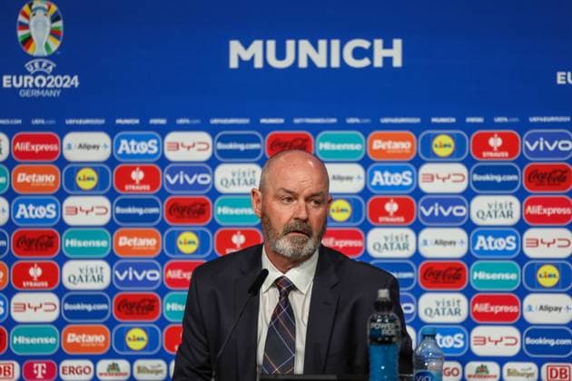 Press conference with Steve Clarke Scotland, Coach , Football, UEFA , European Championship, Group A 2024, Germany vs Scotland, 14 06 2024, Munich Football Arena, Munich, Germany Munich Football Arena Bayern Germany Copyright: xGrantxHubbsx