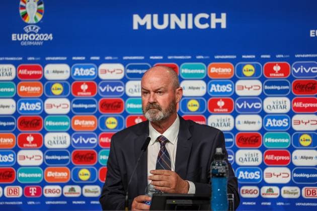 Press conference with Steve Clarke Scotland, Coach , Football, UEFA , European Championship, Group A 2024, Germany vs Scotland, 14 06 2024, Munich Football Arena, Munich, Germany Munich Football Arena Bayern Germany Copyright: xGrantxHubbsx