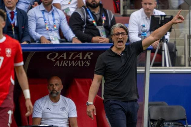 GER, EURO 2024, Group A, Hungary HUN vs Switzerland SUI 15 06 2024, Cologne Stadium, Cologne, GER, EURO 2024, Group A, Hungary HUN vs Switzerland SUI In the picture Murat Yakin Switzerland SUI, Head coach Gestures, facial expressions, emotions Single action, full body Full body Crop, single image, action, action, game scene Single action, half body Half body Crop, single image, action, action, game scene nordphotoxGmbHxx xDenkinger nph00015