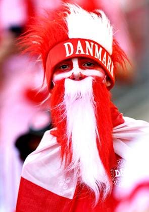 A Denmark fan with face paint in the stadium ahead of the game Slovenia v Denmark, UEFA European Championship, EM, Europameisterschaft 2024, Group C, Football, Stuttgart Arena, Stuttgart, Germany, 16 Jun 2024 EDITORIAL USE ONLY No use with unauthorised audio, video, data, fixture lists, club league logos or live services. Online in-match use limited to 120 images, no video emulation. No use in betting, games or single club league player publications. Copyright: xMichaelxZemanek Shutterstockx 14539399n