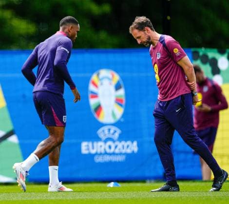 Ivan Toney and England manager Gareth Southgate England Training Session and press conference, PK, Pressekonferenz UEFA European Championship, EM, Europameisterschaft 2024, Group C, Football, Spa & Golf Resort Weimarer Land, Blankenhain, Germany, 17 Jun 2024 EDITORIAL USE ONLY No use with unauthorised audio, video, data, fixture lists, club league logos or live services. Online in-match use limited to 120 images, no video emulation. No use in betting, games or single club league player publications. Copyright: xDavexShopland Shutterstockx 14543537g