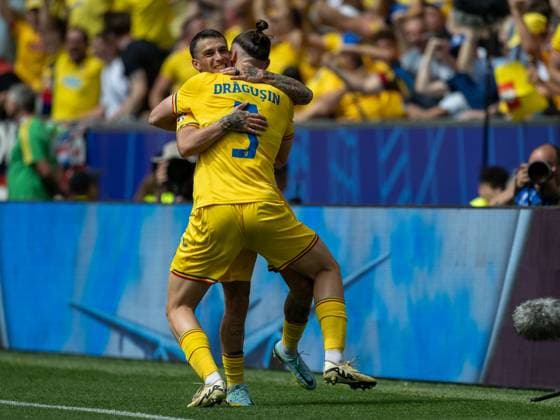 Goal for 1 0 by Nicolae Claudiu Stanciu Romania, 21 , with Radu Matei Dragusin Romania, 03 , GER, Romania v Ukraine, European Football Championship, UEFA EURO 2024, Group E, Matchday 1, 17 06 2024, GER, Romania v Ukraine, European Football Championship, UEFA EURO 2024, Group E, Matchday 1, 17 06 2024 Munich Copyright: xEibner-Pressefoto SaschaxWaltherx EP_SWA