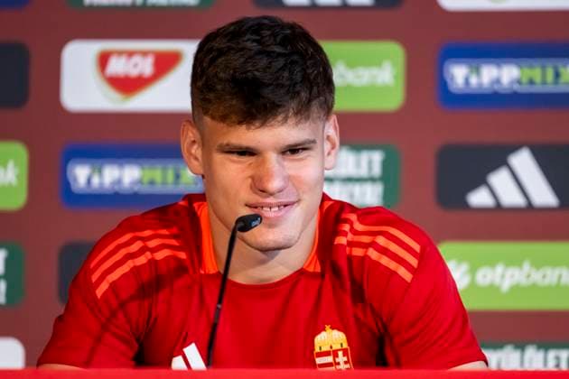 Milos Kerkez 11, Hungary at the press conference GER, Press conference Hungarian national team, Football, Euro, UEFA, 17 06 2024, GER, Press conference Hungarian national team, Football, Euro, UEFA, 17 06 2024 Weiler im Allgaeu Copyright: xEibner-Pressefoto FlorianxWolfx EP_FWF