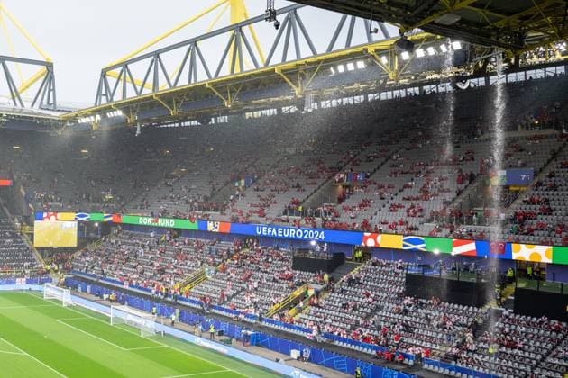 GER, EURO 2024, Group F, Turkey Tur vs Georgia GEO 18 06 2024, BVB Stadium Dortmund, Dortmund, GER, EURO 2024, Group F, Turkey Tur vs Georgia GEO In the picture Torrential rain over the stadium in Dortmund Weather, rain, heavy rain, nordphotoxGmbHxx xDenkinger nph00015