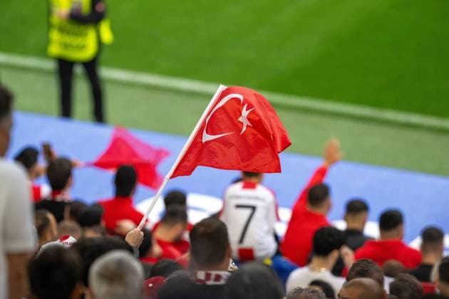 GER, EURO 2024, Group F, Turkey Tur vs Georgia GEO 18 06 2024, BVB Stadium Dortmund, Dortmund, GER, EURO 2024, Group F, Turkey Tur vs Georgia GEO In the picture The Turkish fans, flag Banner Gestures, facial expressions, emotions nordphotoxGmbHxx xDenkinger nph00015
