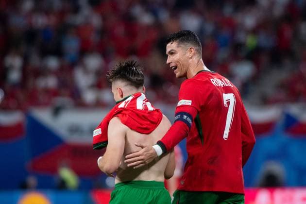 Cristiano Ronaldo Portugal, 07 , Francisco Fernandes Da Conceicao Portugal, 26 celebrating the goal for 2 1, GER, Portugal POR vs Czech Republic CZE , European Football Championship, UEFA EURO 2024, Group F, Matchday 1, 18 06 2024 GER, Portugal POR vs Czech Republic CZE , European Football Championship, UEFA EURO 2024, Group F, Matchday 1, 18 06 2024 Leipzig Copyright: xEibner-Pressefoto Memmlerx EP_MMR