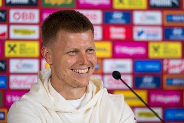 SOCCER - UEFA EURO, EM, Europameisterschaft,Fussball 2024 BERLIN,GERMANY,19.JUN.24 - SOCCER -UEFA EURO 2024, OEFB, Oesterreichischer Fussball-Bund, press conference, PK, Pressekonferenz Image shows Patrick Pentz (AUT). GEPAxpictures xJohannesxFriedl