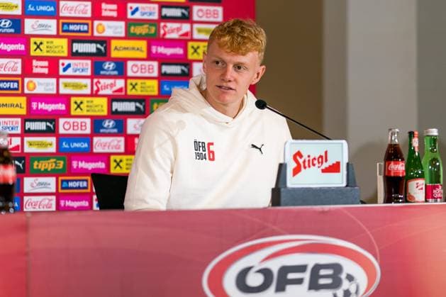 SOCCER - UEFA EURO, EM, Europameisterschaft,Fussball 2024 BERLIN,GERMANY,19.JUN.24 - SOCCER -UEFA EURO 2024, OEFB, Oesterreichischer Fussball-Bund, press conference, PK, Pressekonferenz Image shows Nicolas Seiwald (AUT). GEPAxpictures xJohannesxFriedl