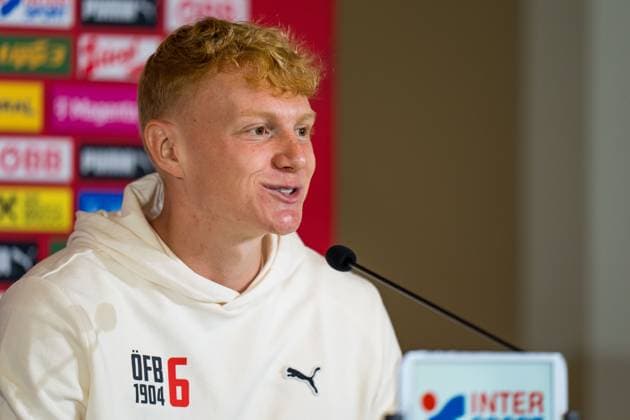 SOCCER - UEFA EURO, EM, Europameisterschaft,Fussball 2024 BERLIN,GERMANY,19.JUN.24 - SOCCER -UEFA EURO 2024, OEFB, Oesterreichischer Fussball-Bund, press conference, PK, Pressekonferenz Image shows Nicolas Seiwald (AUT). GEPAxpictures xJohannesxFriedl