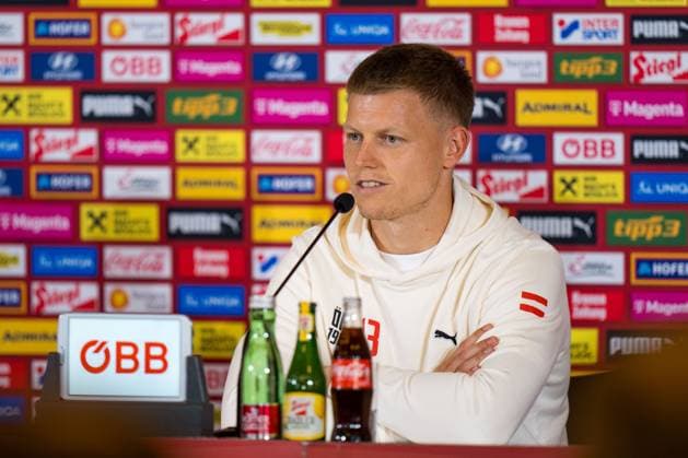 SOCCER - UEFA EURO, EM, Europameisterschaft,Fussball 2024 BERLIN,GERMANY,19.JUN.24 - SOCCER -UEFA EURO 2024, OEFB, Oesterreichischer Fussball-Bund, press conference, PK, Pressekonferenz Image shows Patrick Pentz (AUT). GEPAxpictures xJohannesxFriedl