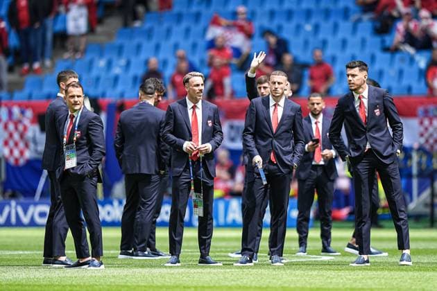 Players Albania at pitch inspection GER, Croatia vs Albania, European Football Championship, UEFA Euro 2024, Matchday 2, 19 06 2024 GER, Croatia vs Albania, European Football Championship, UEFA Euro 2024, Matchday 2, 19 06 2024 Hamburg Copyright: xEibner-Pressefoto MarcelxvonxFehrnx EP_MFN