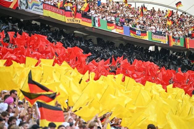 19 06 2024, xscotx, European Football Championship 2024, Germany Hungary, emspor, v l symbolfoto, symbol image, symbol, fans, spectators, audience, tribune, Germany, Stuttgart flag