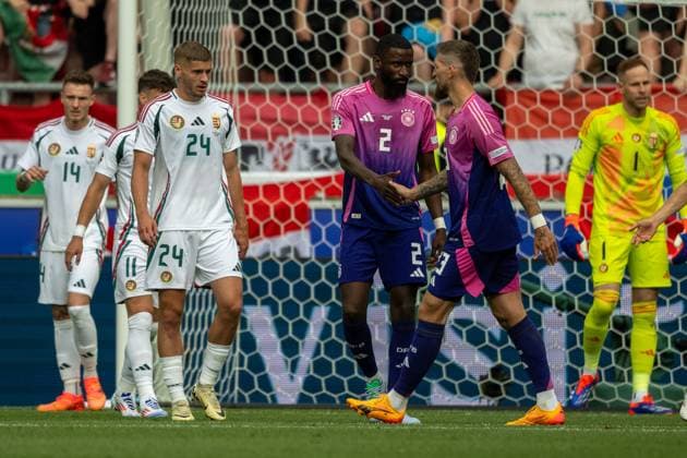 Antonio Ruediger Germany 02 , Robert Andrich Germany 23 , GER, Germany GER vs Hungary HUN , European Football Championship, UEFA EURO 2024, Group A, Matchday 2, 19 06 2024, GER, Germany GER vs Hungary HUN , European Football Championship, UEFA EURO 2024, Group A, Matchday 2, 19 06 2024 Stuttgart Copyright: xEibner-Pressefoto SaschaxWaltherx EP_EER