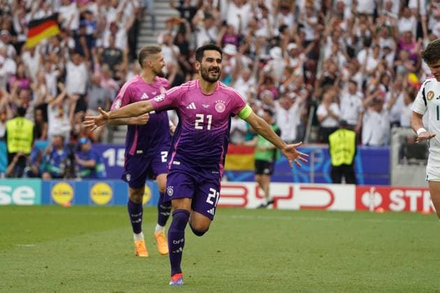 EURO 2024, Football, UEFA Euro 2024, European Championship 2024, Group stage, Group A, Germany Hungary, 19 06 2024, Stuttgartarena Stuttgart Ilkay Gündogan Germany, Goal celebration action, single image