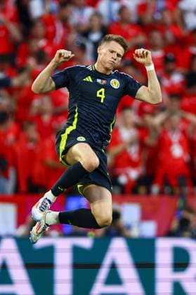 Scott McTominay of Scotland celebrates scoring a goal for their side to make it 1-0 after a deflection from Fabian Schär of Switzerland Scotland v Switzerland, UEFA European Championship, EM, Europameisterschaft 2024, Group A, Football, Cologne Stadium, Cologne, Germany, 19 Jun 2024 EDITORIAL USE ONLY No use with unauthorised audio, video, data, fixture lists, club league logos or live services. Online in-match use limited to 120 images, no video emulation. No use in betting, games or single club league player publications. Copyright: xKieranxMcManus Shutterstockx 14543653ba