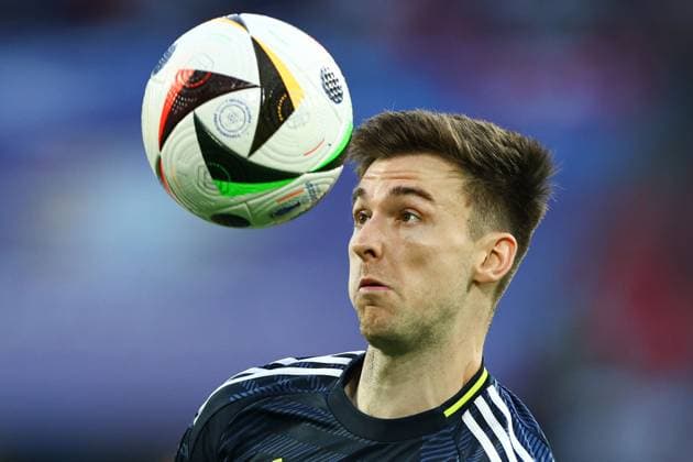 Kieran Tierney of Scotland Scotland v Switzerland, UEFA European Championship, EM, Europameisterschaft 2024, Group A, Football, Cologne Stadium, Cologne, Germany, 19 Jun 2024 EDITORIAL USE ONLY No use with unauthorised audio, video, data, fixture lists, club league logos or live services. Online in-match use limited to 120 images, no video emulation. No use in betting, games or single club league player publications. Copyright: xKieranxMcManus Shutterstockx 14543653fl