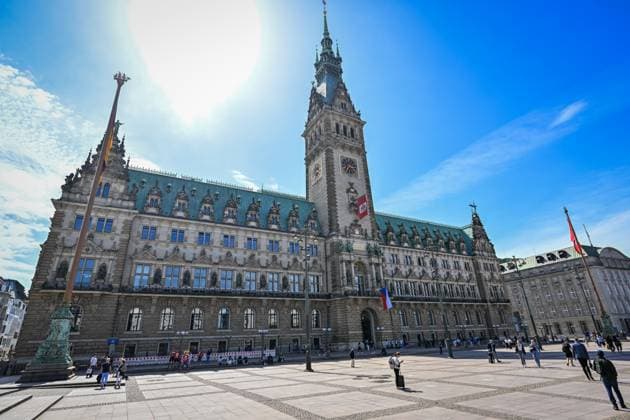 The City Hall building, where Christoph Holstein, State Councillor of the Ministry of the Interior and Sports of the City of Hamburg, received the representatives of the Czech national soccer team during the European Championship, EM, Europameisterschaft UEFA EURO, EM, Europameisterschaft,Fussball 2024, in Hamburg, Germany, on June 20, 2024. (CTKxPhoto VitxSimanek) CTKPhotoP2024062007376 CTKPhotoP2024062007376