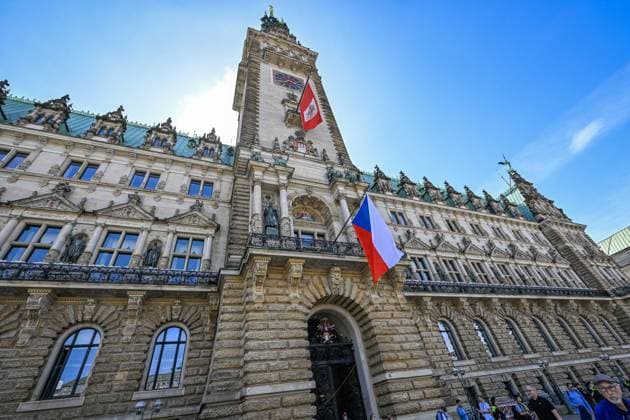 The City Hall building, where Christoph Holstein, State Councillor of the Ministry of the Interior and Sports of the City of Hamburg, received the representatives of the Czech national soccer team during the European Championship, EM, Europameisterschaft UEFA EURO, EM, Europameisterschaft,Fussball 2024, in Hamburg, Germany, on June 20, 2024. (CTKxPhoto VitxSimanek) CTKPhotoP2024062007412 CTKPhotoP2024062007412