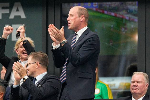Prince William, Prince of Wales and President of The FA celebrates the goal of Harry Kane of England Denmark v England, UEFA European Championship, EM, Europameisterschaft 2024, Group C, Football, Frankfurt Arena, Frankfurt, Germany, 20 Jun 2024 EDITORIAL USE ONLY No use with unauthorised audio, video, data, fixture lists, club league logos or live services. Online in-match use limited to 120 images, no video emulation. No use in betting, games or single club league player publications. Copyright: xDavexShopland Shutterstockx 14543694bb
