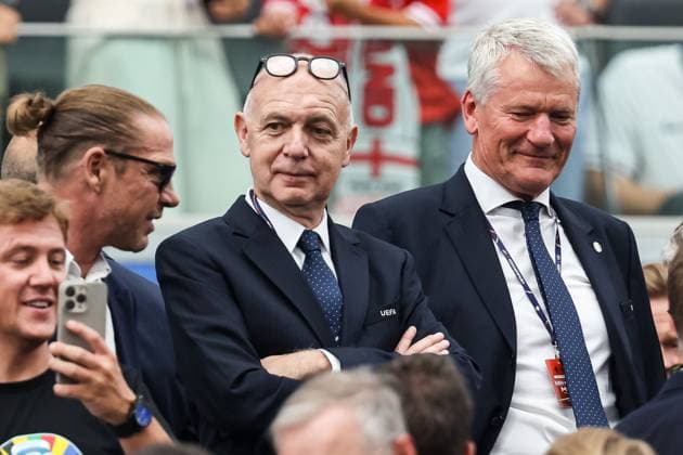 Bernd Neuendorf DFB Praesident GER, Denmark DEN vs England ENG , European Football Championship, UEFA EURO 2024, Group C, 2 Matchday, 20 06 2024 DFB DFL REGULATIONS PROHIBIT ANY USE OF PHOTOGRAPHS AS IMAGE SEQUENCES AND OR QUASI VIDEO GER, Denmark DEN vs England ENG , European Football Championship, UEFA EURO 2024, Group C, 2 Matchday, 20 06 2024 Frankfurt Copyright: xEibner-Pressefoto RogerxBuerkex EP