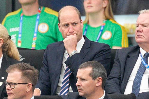 Prince William, Prince of Wales and President of The FA watches on Denmark v England, UEFA European Championship, EM, Europameisterschaft 2024, Group C, Football, Frankfurt Arena, Frankfurt, Germany, 20 Jun 2024 EDITORIAL USE ONLY No use with unauthorised audio, video, data, fixture lists, club league logos or live services. Online in-match use limited to 120 images, no video emulation. No use in betting, games or single club league player publications. Copyright: xDavexShopland Shutterstockx 14543694cf