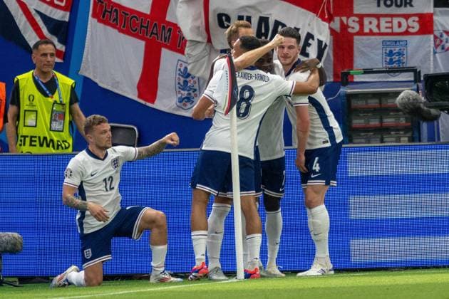 GER, EURO 2024, Group C, Denmark DEN vs England GBR 20 06 2024, Frankfurt Arena, Frankfurt, GER, EURO 2024, Group C, Denmark DEN vs England GBR In the picture cheering after the goal for 0 1 goal cheering cheering cheering Harry Kane England GBR, 09 Gestures, facial expressions, emotions nordphotoxGmbHxx xDenkinger nph00015