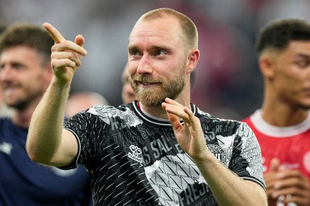 Christian Eriksen of Denmark at full-time Denmark v England, UEFA European Championship, EM, Europameisterschaft 2024, Group C, Football, Frankfurt Arena, Frankfurt, Germany, 20 Jun 2024 EDITORIAL USE ONLY No use with unauthorised audio, video, data, fixture lists, club league logos or live services. Online in-match use limited to 120 images, no video emulation. No use in betting, games or single club league player publications. Copyright: xDavexShopland Shutterstockx 14543694ej