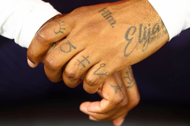 Details of the tattoos on the hands of Ivan Toney of England Denmark v England, UEFA European Championship, EM, Europameisterschaft 2024, Group C, Football, Frankfurt Arena, Frankfurt, Germany, 20 Jun 2024 EDITORIAL USE ONLY No use with unauthorised audio, video, data, fixture lists, club league logos or live services. Online in-match use limited to 120 images, no video emulation. No use in betting, games or single club league player publications. Copyright: xKieranxMcManus Shutterstockx 14543690fj