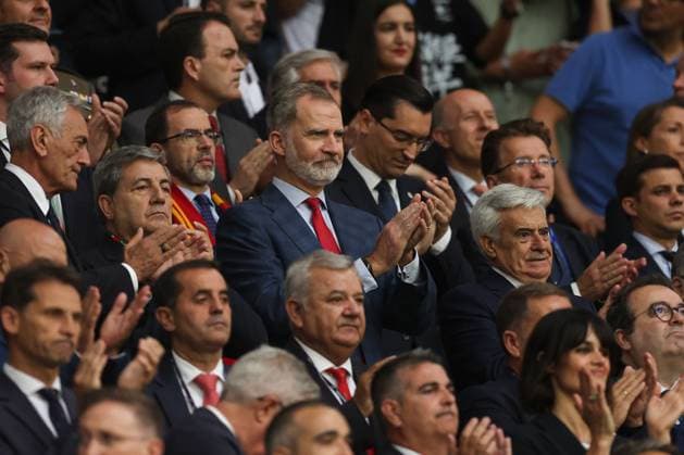 Felipe VI of Spain, King of Spain Spain v Italy, UEFA European Championship, EM, Europameisterschaft 2024, Group B, Football, Arena AufSchalke, Gelsenkirchen, Germany, 20 Jun 2024 EDITORIAL USE ONLY No use with unauthorised audio, video, data, fixture lists, club league logos or live services. Online in-match use limited to 120 images, no video emulation. No use in betting, games or single club league player publications. Copyright: xPaulxCurrie Shutterstockx 14543734ba