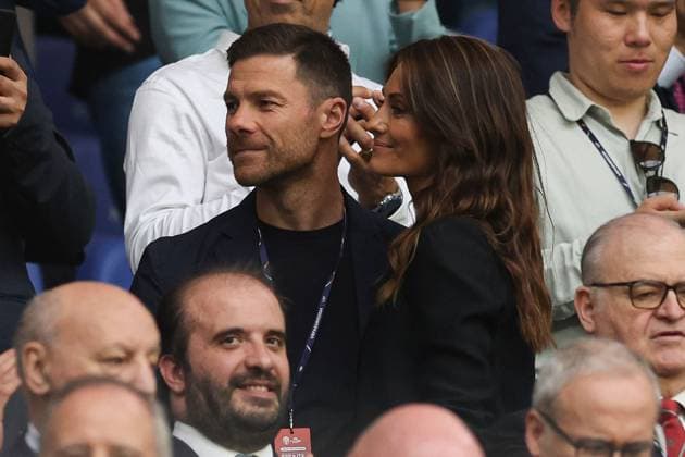 Xabi Alonso and their wife Nagore Aranburu Spain v Italy, UEFA European Championship, EM, Europameisterschaft 2024, Group B, Football, Arena AufSchalke, Gelsenkirchen, Germany, 20 Jun 2024 EDITORIAL USE ONLY No use with unauthorised audio, video, data, fixture lists, club league logos or live services. Online in-match use limited to 120 images, no video emulation. No use in betting, games or single club league player publications. Copyright: xPaulxCurrie Shutterstockx 14543734cd