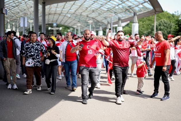 Fans arrive to the stadium before the start of the match Turkiye v Portugal, UEFA European Championship, EM, Europameisterschaft 2024, Group F, Football, BVB Stadion, Dortmund, Germany, 22 Jun 2024 EDITORIAL USE ONLY No use with unauthorised audio, video, data, fixture lists, club league logos or live services. Online in-match use limited to 120 images, no video emulation. No use in betting, games or single club league player publications. Copyright: xPaulxCurrie Shutterstockx 14548034p