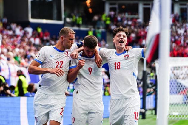 Goal celebration Czech Republic after goal to 0 1 Adam Hlozek Czech Republic, 09 , for handball after VAR decision, video referee, video evidence BUT CANCELLED GER, Georgia vs Czech Republic, European Football Championship, UEFA Euro 2024, Matchday 2, 22 06 2024 GER, Georgia vs Czech Republic, European Football Championship, UEFA Euro 2024, Matchday 2, 22 06 2024 Hamburg Copyright: xEibner-Pressefoto MarcelxvonxFehrnx EP_MFN