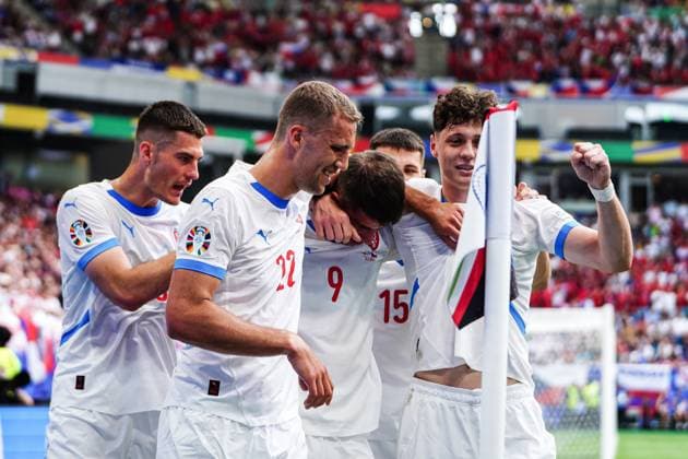 Goal celebration Czech Republic after goal to 0 1 Adam Hlozek Czech Republic, 09 , for handball after VAR decision, video referee, video evidence BUT CANCELLED GER, Georgia vs Czech Republic, European Football Championship, UEFA Euro 2024, Matchday 2, 22 06 2024 GER, Georgia vs Czech Republic, European Football Championship, UEFA Euro 2024, Matchday 2, 22 06 2024 Hamburg Copyright: xEibner-Pressefoto MarcelxvonxFehrnx EP_MFN