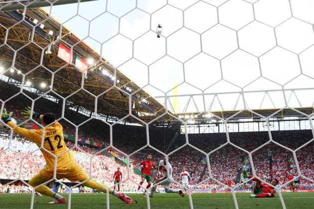 Bernardo Silva of Portugal scores the sides first goal to make it 1-0 Turkiye v Portugal, UEFA European Championship, EM, Europameisterschaft 2024, Group F, Football, BVB Stadion, Dortmund, Germany, 22 Jun 2024 EDITORIAL USE ONLY No use with unauthorised audio, video, data, fixture lists, club league logos or live services. Online in-match use limited to 120 images, no video emulation. No use in betting, games or single club league player publications. Copyright: xPaulxCurrie Shutterstockx 14548034dk