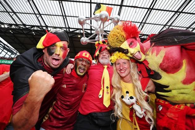 Belgium fans Belgium v Romania, UEFA European Championship, EM, Europameisterschaft 2024, Group E, Football, Cologne Stadium, Cologne, Germany, 22 Jun 2024 EDITORIAL USE ONLY No use with unauthorised audio, video, data, fixture lists, club league logos or live services. Online in-match use limited to 120 images, no video emulation. No use in betting, games or single club league player publications. Copyright: xMichaelxZemanek Shutterstockx 14548045e