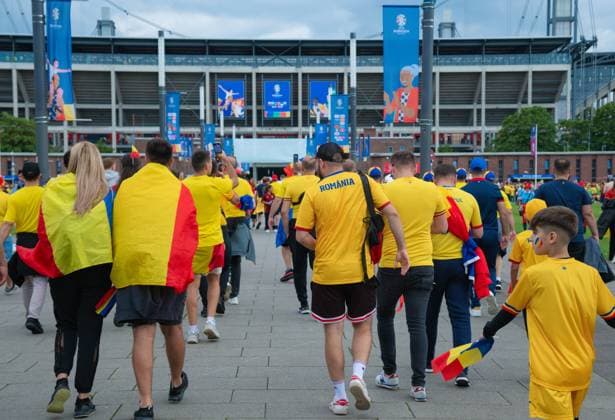Romanian fans walk to the stadium, UEFA EURO 2024 Group E, Belgium vs Romania, Cologne Stadium on June 22, 2024 in Cologne, Germany Photo by Silas Schueller DeFodi Images Fans of Romania walk to the stadium, UEFA EURO 2024 Group E, Belgium vs Romania, Cologne Stadium on June 22, 2024 in Cologne, Germany Photo by Silas Schueller DeFodi Images Defodi 738 738 BELROU 20240622 118 Defodi-738