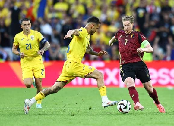 Kevin De Bruyne of Belgium Belgium v Romania, UEFA European Championship, EM, Europameisterschaft 2024, Group E, Football, Cologne Stadium, Cologne, Germany, 22 Jun 2024 EDITORIAL USE ONLY No use with unauthorised audio, video, data, fixture lists, club league logos or live services. Online in-match use limited to 120 images, no video emulation. No use in betting, games or single club league player publications. Copyright: xMichaelxZemanek Shutterstockx 14548045ah