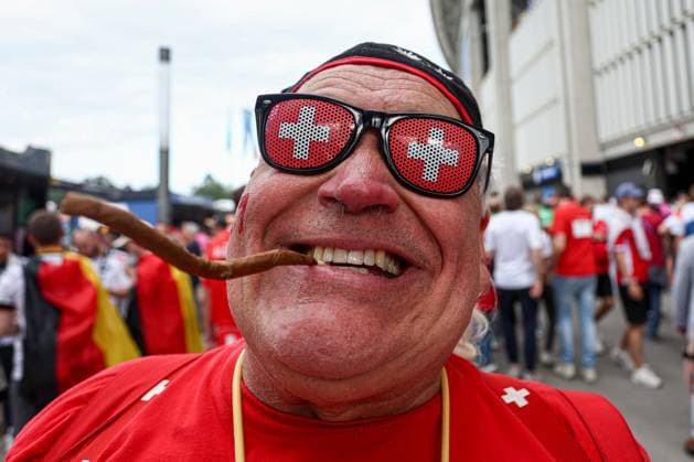 Switzerland fans arrive for the match Switzerland v Germany, UEFA European Championship, EM, Europameisterschaft 2024, Group A, Football, Frankfurt Arena, Frankfurt am Main, Germany, 23 Jun 2024 EDITORIAL USE ONLY No use with unauthorised audio, video, data, fixture lists, club league logos or live services. Online in-match use limited to 120 images, no video emulation. No use in betting, games or single club league player publications. Copyright: xMattxWest Shutterstockx 14548071s