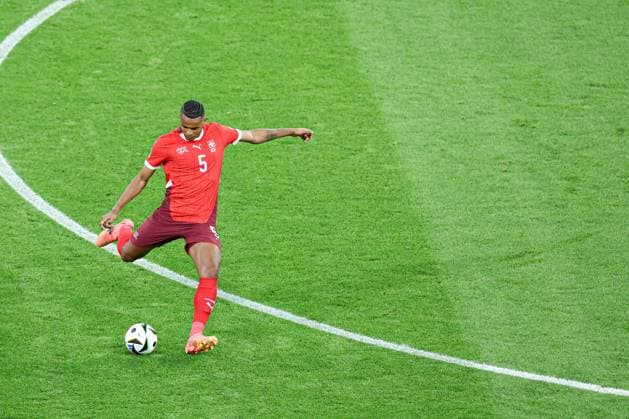 Manuel Akanji of Switzerland Switzerland v Germany, UEFA European Championship, EM, Europameisterschaft 2024, Group A, Football, Frankfurt Arena, Frankfurt am Main, Germany, 23 Jun 2024 EDITORIAL USE ONLY No use with unauthorised audio, video, data, fixture lists, club league logos or live services. Online in-match use limited to 120 images, no video emulation. No use in betting, games or single club league player publications. Copyright: xMattxWest Shutterstockx 14548071ao