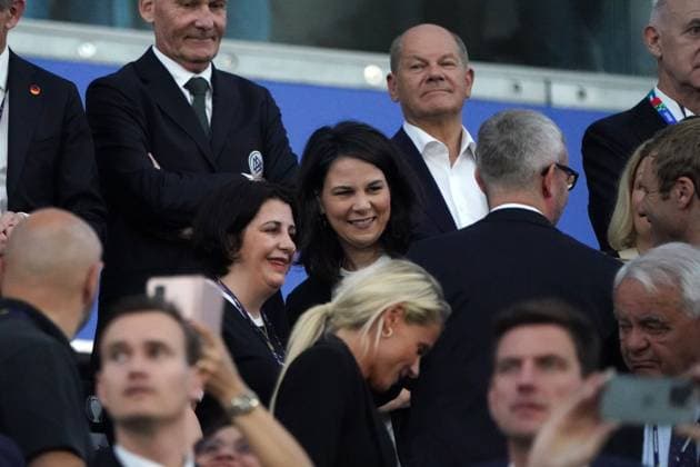 EURO 2024, Football, UEFA Euro 2024, EM 2024, Group stage, Group A, Switzerland Germany, 23 06 2024, Frankfurtarena , Frankfurt bundeskanzler olaf scholz, anna lena baerbock, both Germany,