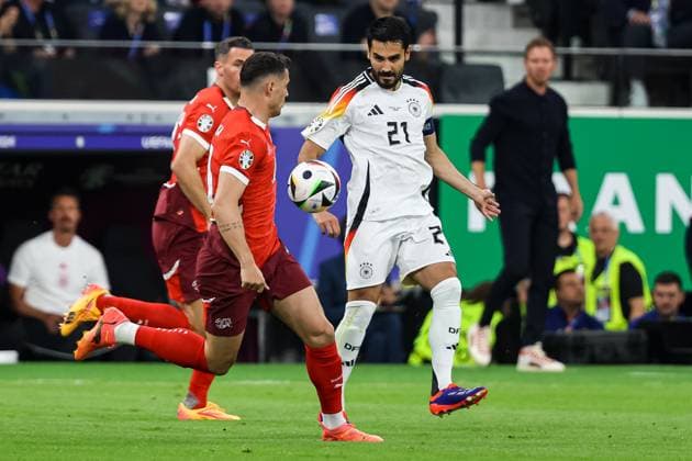 Ilkay Guendogan Germany 21 , Granit Xhaka Switzerland 10 GER, Switzerland SUI vs Germany DEU , European Football Championship, UEFA EURO 2024, Group A, Matchday 3, 23 06 2024 GER, Switzerland SUI vs Germany DEU , European Football Championship, UEFA EURO 2024, Group A, Matchday 3, 23 06 2024 Frankfurt Copyright: xEibner-Pressefoto RogerxBuerkex EP