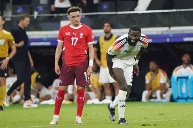 EURO 2024, Football, UEFA Euro 2024, Euro 2024, Group stage, Group A, Switzerland Germany, 23 06 2024, Frankfurtarena , Frankfurt Antonio Rüdiger, Ruediger, leg pain Germany,