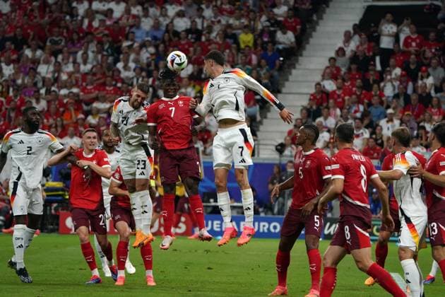 EURO 2024, Football, UEFA Euro 2024, Euro 2024, Group stage, Group A, Switzerland Germany, 23 06 2024, Frankfurtarena , Frankfurt Robert Andrich, Breel Embolo, Switzerland , Kai Havertz, Header