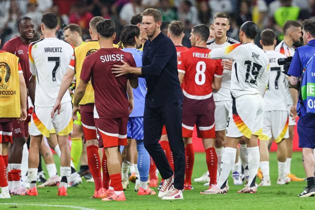 Final score 1 1 , Julian Nagelsmann Germany, national coach GER, Switzerland SUI vs Germany DEU , European Football Championship, UEFA EURO 2024, Group A, Matchday 3, 23 06 2024 GER, Switzerland SUI vs Germany DEU , European Football Championship, UEFA EURO 2024, Group A, Matchday 3, 23 06 2024 Frankfurt Copyright: xEibner-Pressefoto RogerxBuerkex EP