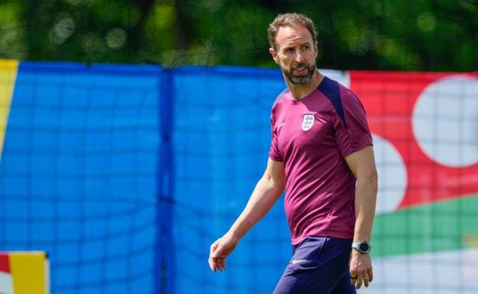 Gareth Southgate manager of England England Training, UEFA European Championship, EM, Europameisterschaft 2024, Group C, Football, Spa & Golf Resort Weimarer Land, Blankenhain, Germany, 24 Jun 2024 EDITORIAL USE ONLY No use with unauthorised audio, video, data, fixture lists, club league logos or live services. Online in-match use limited to 120 images, no video emulation. No use in betting, games or single club league player publications. Copyright: xDavexShopland Shutterstockx 14551034be