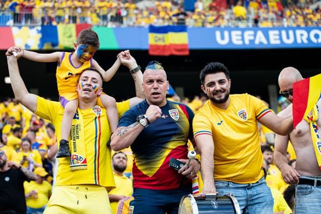 Romanian fans GER, Slovakia SVK vs Romania ROU , European Football Championship, UEFA EURO 2024, Group E, Matchday 3, 26 06 2024 GER, Slovakia SVK vs Romania ROU , European Football Championship, UEFA EURO 2024, Group E, Matchday 3, 26 06 2024 Frankfurt Copyright: xEibner-Pressefoto RogerxBuerkex EP
