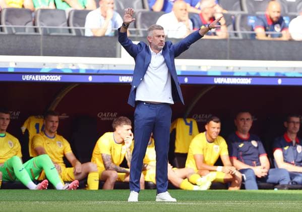 Romania manager Edward Iordanescu Slovakia v Romania, UEFA European Championship, EM, Europameisterschaft 2024, Group E, Football, Frankfurt Arena, Frankfurt am Main, Germany - 26 Jun 2024 EDITORIAL USE ONLY No use with unauthorised audio, video, data, fixture lists, club league logos or live services. Online in-match use limited to 120 images, no video emulation. No use in betting, games or single club league player publications. Copyright: xKieranxMcManus Shutterstockx 14555603aa