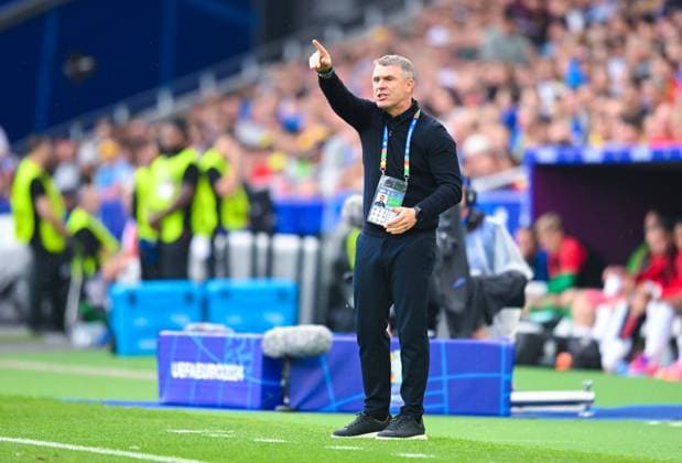Coach Serhiy Rebrov Ukraine gestures, UEFA EURO 2024 Group E, Ukraine vs Belgium, Arena Stuttgart on June 26, 2024 in Stuttgart, Germany Photo by Silas Schueller DeFodi Images Coach Serhiy Rebrov Ukraine gestures, UEFA EURO 2024 Group E, Ukraine vs Belgium, Arena Stuttgart on June 26, 2024 in Stuttgart, Germany Photo by Silas Schueller DeFodi Images Defodi 738 738 UKRBEL 20240626 148 Defodi-738