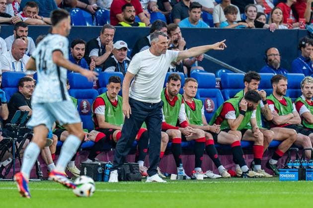 Willy Sagnol Georgia, Head Coach Coach Georgia vs Portugal, Men, Football, Matchday 3, EURO 2024, 26 06 2024, European Championship, Group F Georgia vs Portugal, Men, Football, Matchday 3, EURO 2024, 26 06 2024, European Championship, Group F Gelsenkirchen Copyright: xEibner-Pressefoto BahhoxKarax EP_GEO