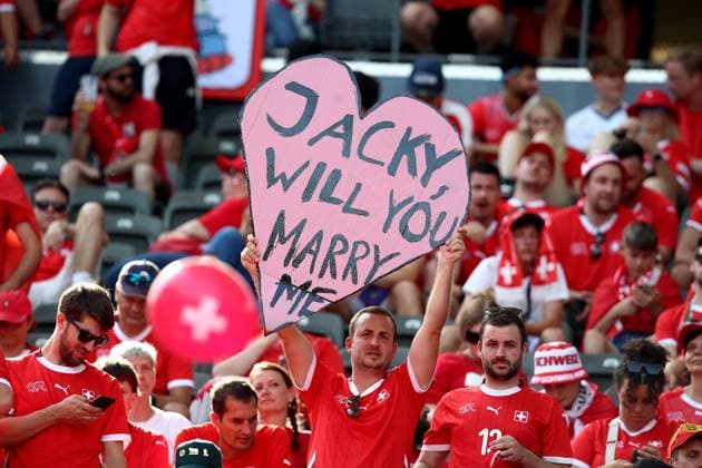 29 06 2024, xtgx, European Football Championship 2024 1 8 Final, Switzerland Italy emspor, v l emotions, fans, atmosphere, flags, logo, Switzerland, white red, spectators, jerseys DFL DFB REGULATIONS PROHIBIT ANY USE OF PHOTOGRAPHS as IMAGE SEQUENCES and or QUASI VIDEO Berlin